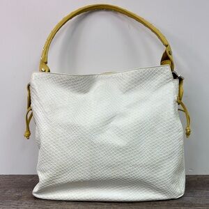 Petusco Genuine Leather Yellow & White Python-Embossed Bag (Made in Spain)